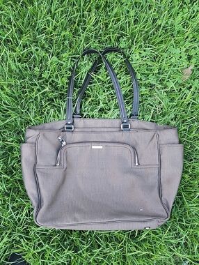 Tumi Brown Textured Tote with Silver Logo Plate